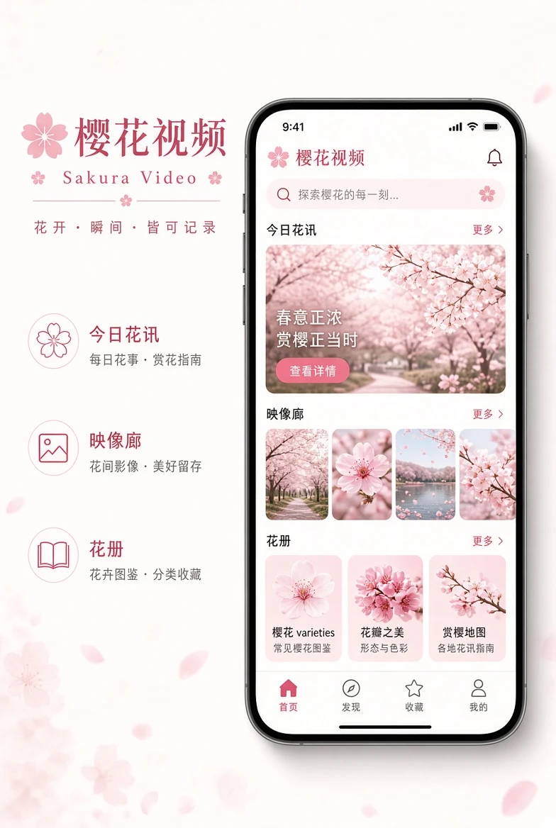 樱花视频移动端界面示意